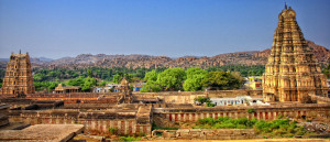 The Virupaksha or the Pampapathi temple is the main centre of pilgrimage at Hampi. It is fully intact, and it incorporates some earlier structures. This temple has three towers, the eastern tower rises to a height of 160 ft and is nine tiered. It dates back to the first half of the 15th century and was renovated in the 16th century by Krishnadevaraya. Author: Apadegal Source: commons.wikimedia.org