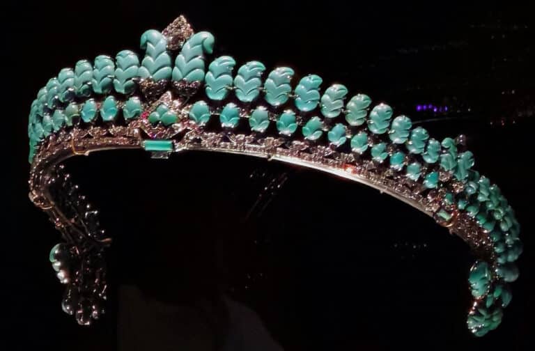 1936 Antique Cartier Tiara Crown Headband Turquoise Diamond Platinum Fashion Design Accessory Deco