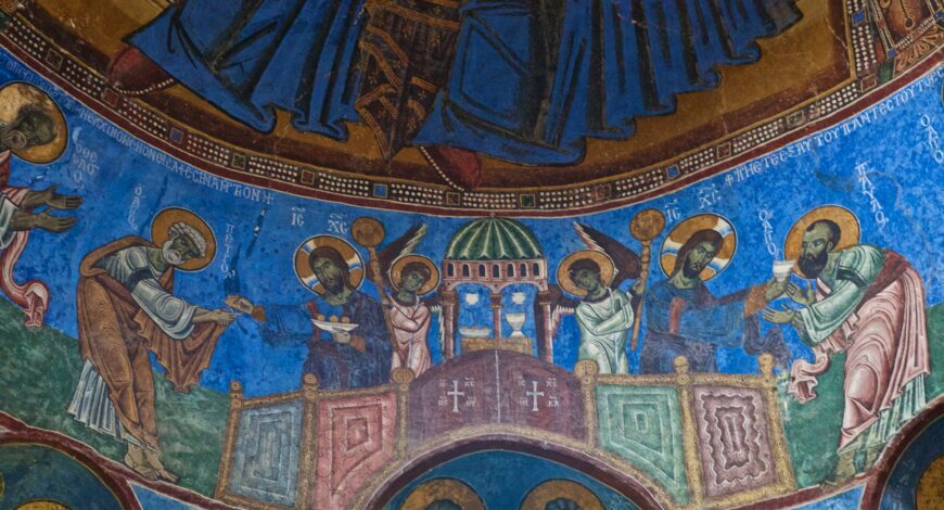 Last Supper, 13th-century frescoes, Akhtala Monastery, Armenia