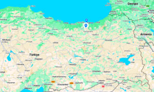 Map showing location of Sumela Monastery and Trabzon